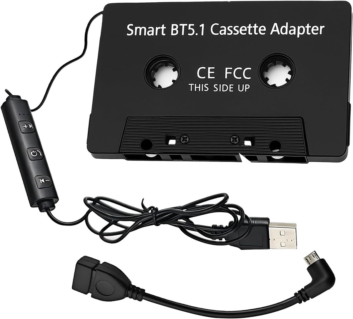 SnelShoppen - Bluetooth Cassette Adapter 5.1 voor Auto, Hi-Fi Stereo Cassette Adapter met Microfoon, Handsfree Bellen voor Smartphone/MP3/CD Speler