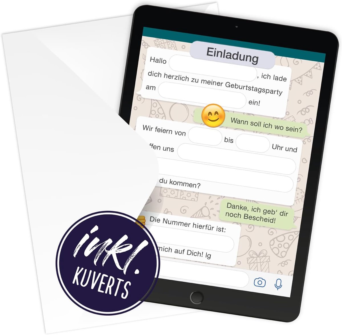 SnelShoppen - 12 Kinderuitnodigingen Verjaardagsfeest - Postkaart Formaat 14,8x10,5 cm - Rond Hoekjes - Voor Jongens en Meisjes - Feestelijke Uitnodig