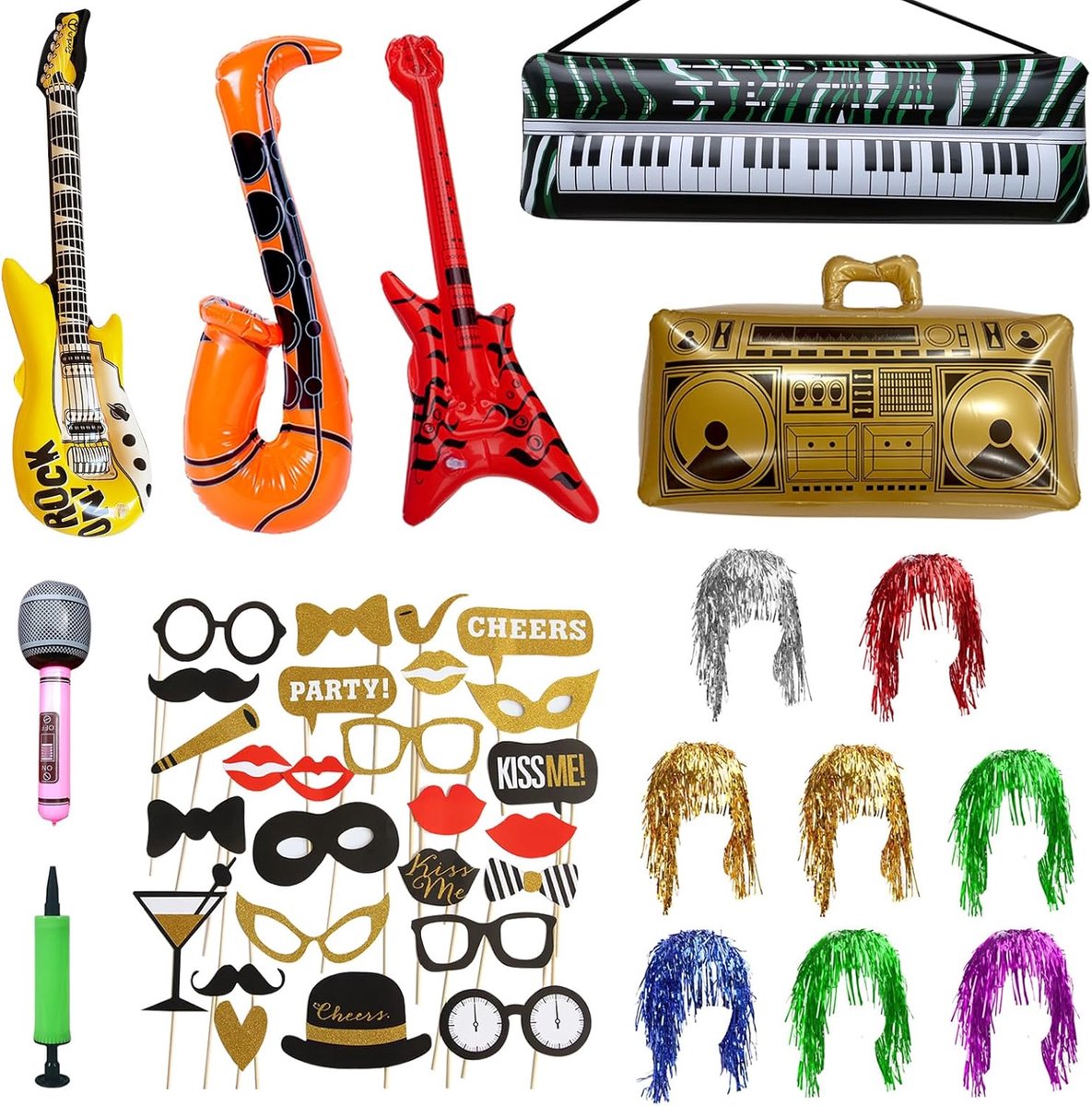 SnelShoppen - 41 Pcs Fotoproppen, Fotoproppen voor Decoratie, Fotoaccessoires, Huwelijk, Verjaardag, Afstuderen, Kerst, Halloween, Nieuwjaar, Carnaval