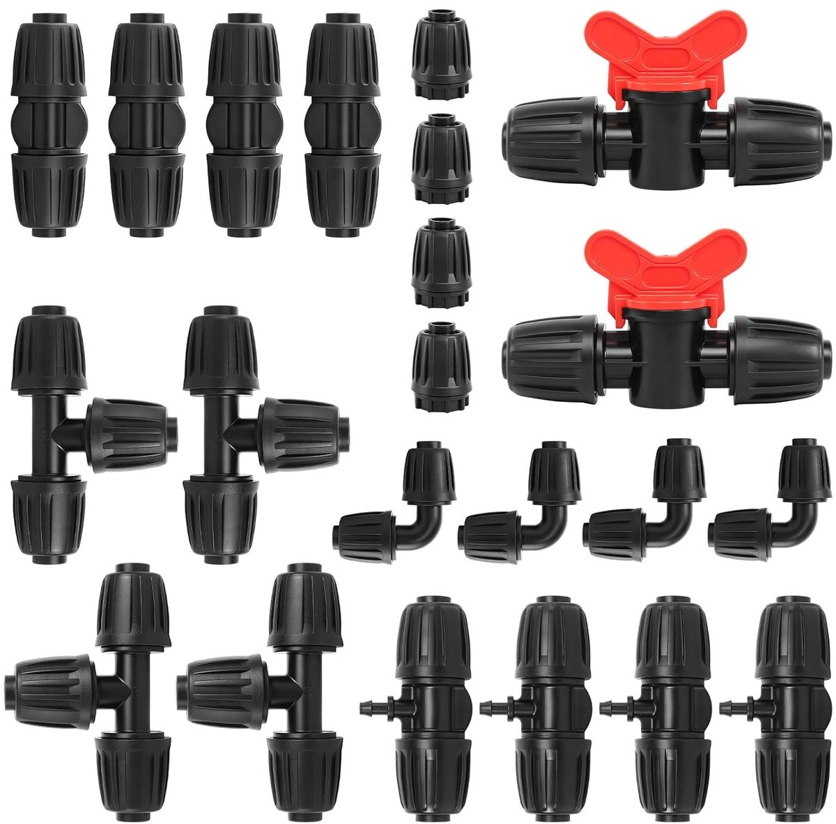 SnelShoppen - 22pcs Irrigation Accessory Set - 1/2 Inch Drip Hose Connector voor 13-16mm Tuinslang - Barb Connectors voor Micro Drip Irrigatiesysteem