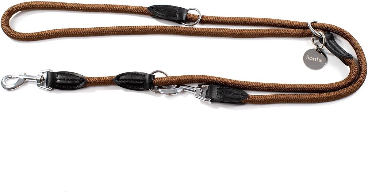 SnelShoppen - Verstelbare Hondenriem - Multifunctionele Dubbele Leash - Freestyle Hondenriem - Schouderriem - Assorted Kleuren Bruin