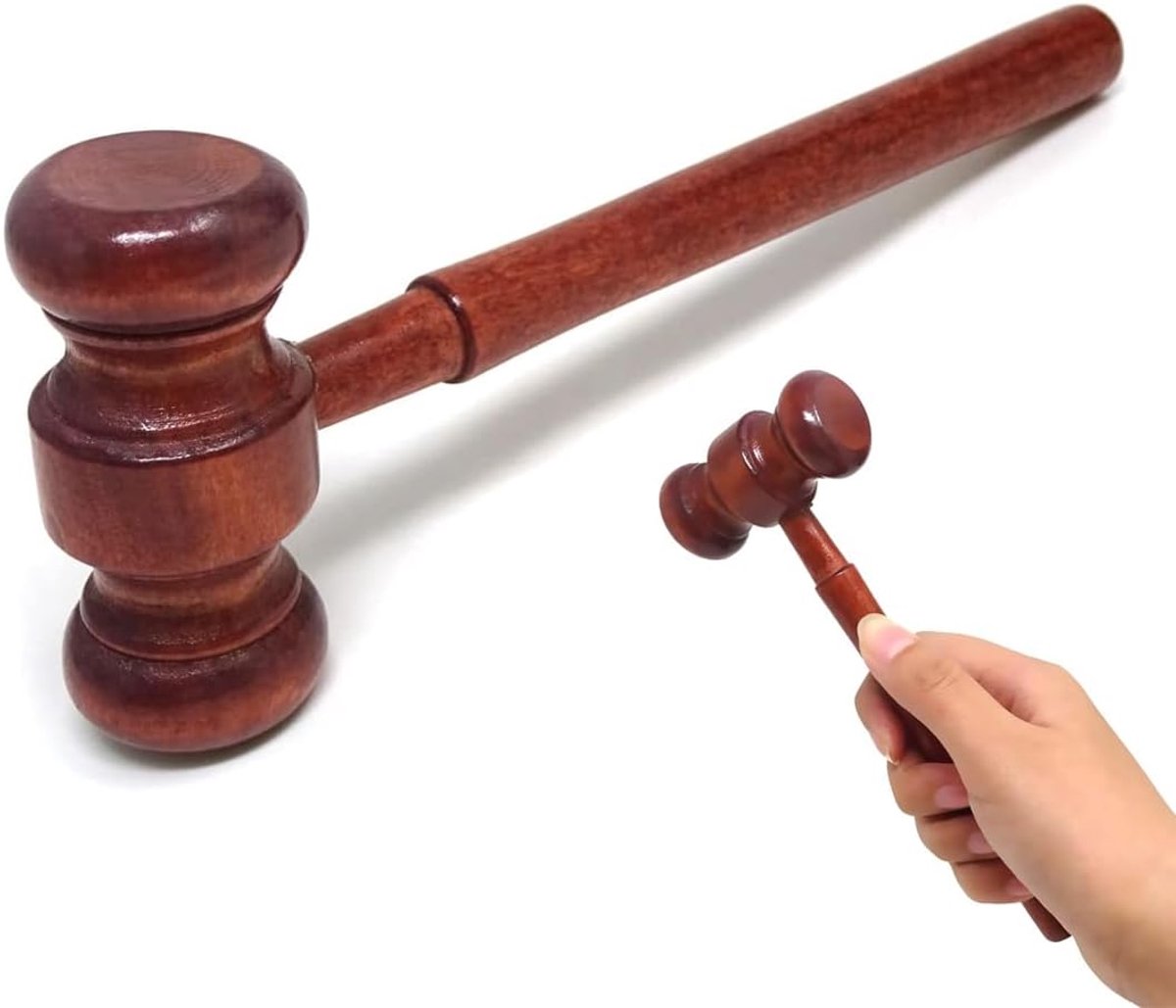 SnelShoppen - Houten Veilinghamer, Robuuste Hamer met Basis, Hoogwaardige Houten Hamer voor Rechters, Vergaderingen en Verkiezingen