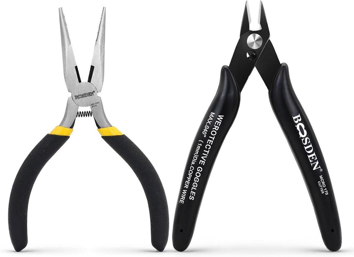 SnelShoppen - Micro Wire Cutters en Needle Nose Pliers Set - Precisie Gereedschap voor Elektronica, Hobby en Doe-Het-Zelf - 2 Stuks - Compact en Duurz