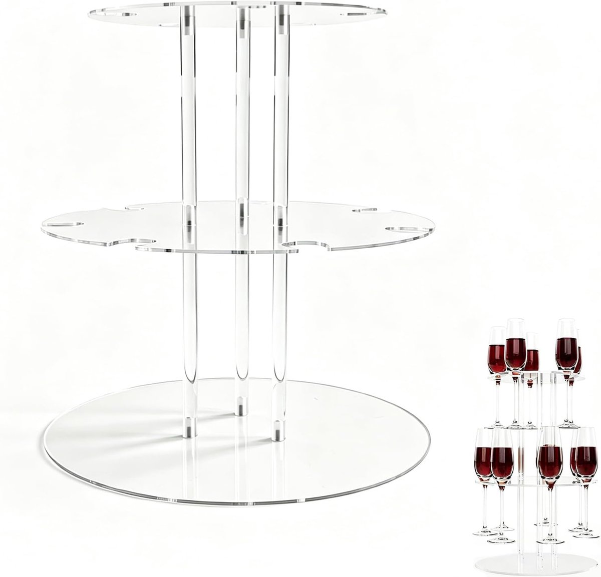 SnelShoppen - Drankentoren Acryl Cocktailtoren voor 12 Glazen - Transparante Aperolstandaard met 2 Verdiepingen - Ideaal voor Bruiloften, Feesten, Bar