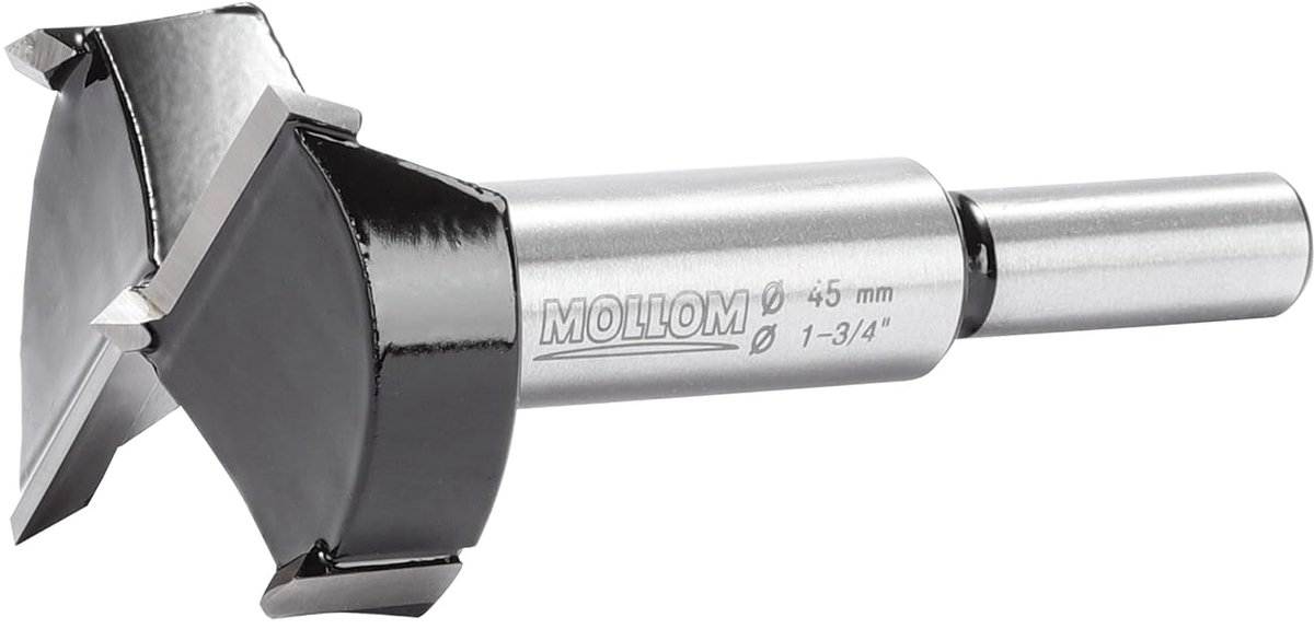 SnelShoppen - 45mm Forstner Boor - Precisie Houtbewerking - YG8 Carbide 2mm Dikte - Scharnier Cutter voor Hardhout, Plastic, Triplex - 1-3/4" Diameter