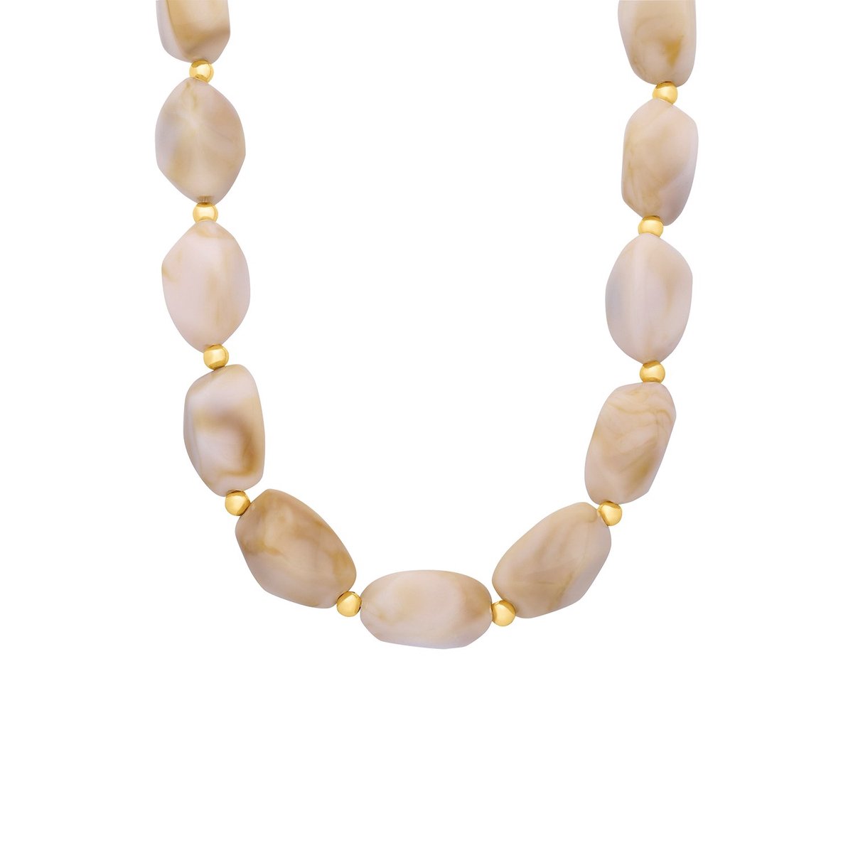 Lucardi Dames Stainless steel kralenketting voor dames - Ketting - Staal - Goudkleurig - 47 cm