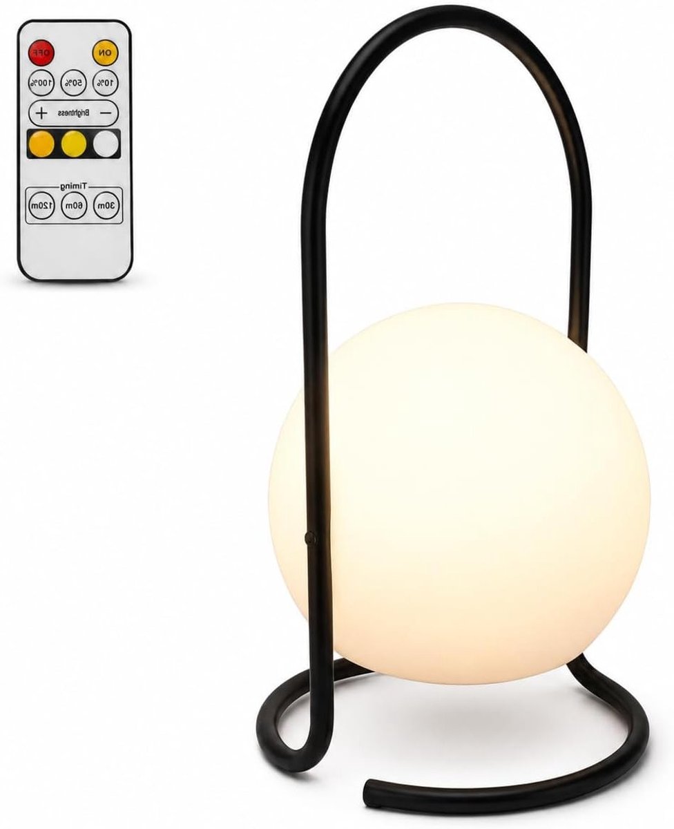 Draagbare Draadloze Tafellamp met Krachtige Accu, Oplaadbare 3-Mode Verlichting voor Kamperen en Slaapkamer, Ideaal voor Buitenactiviteiten en Interieurdecoratie