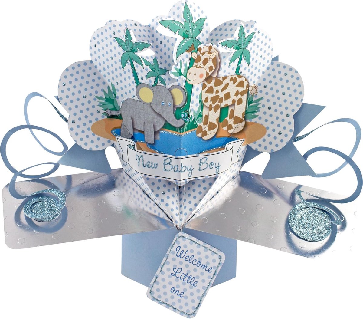 SnelShoppen - 3D Pop-up Kaart Baby Jongen Meerkleurig, Unieke Elastische Kaart, 13 x 21 x 19 cm, Perfect voor Babyshower, Verjaardag en Feestelijke Ge