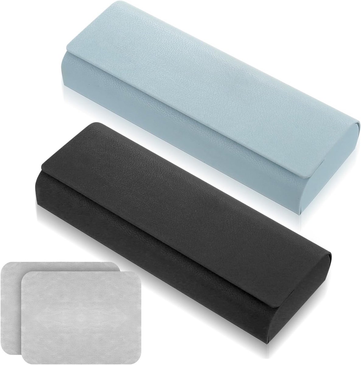 2 pieces magnetic glasses holder, blue and black - Handmade glasses case with microfiber cloth, glasses case for - ShopVlot