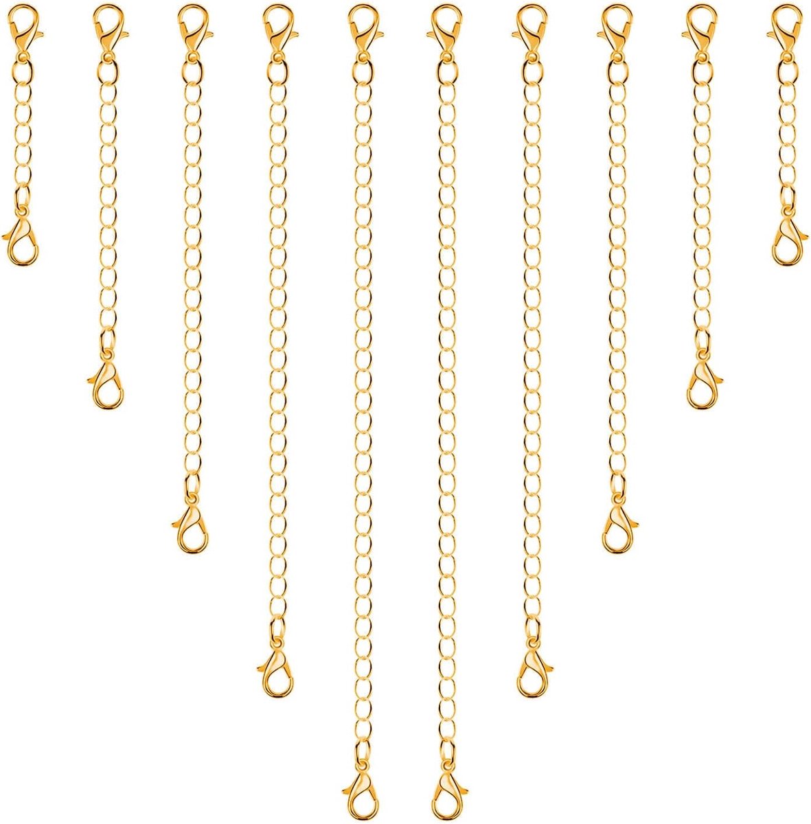 SnelShoppen - 10 Stuks Gouden Ketting Extenders voor Sieraden, RVS Verlengstukken voor Kettingen, Armbanden en Enkelbandjes, Diverse Maten