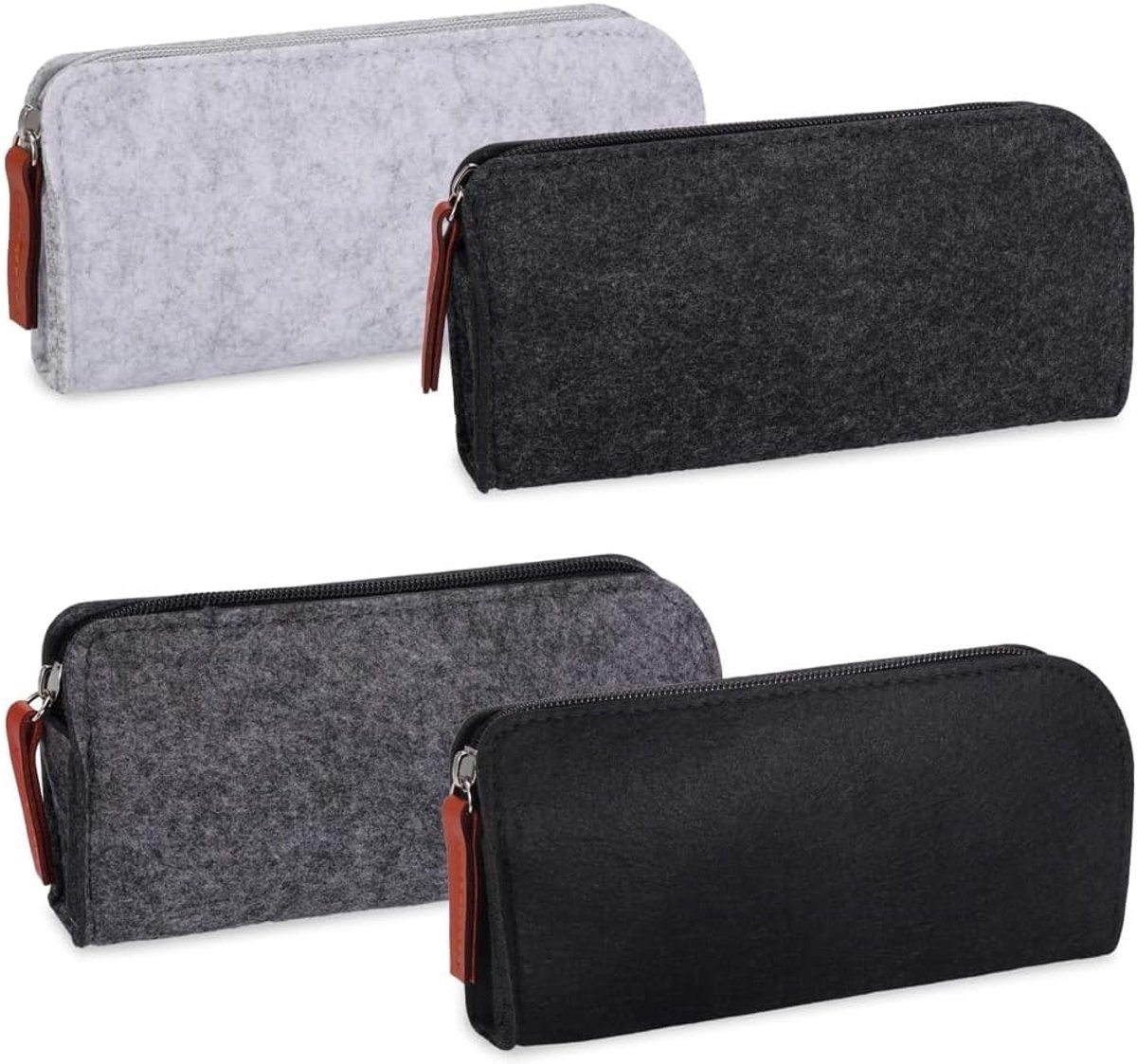 SnelShoppen - Multifunctionele Felt Folder Set van 4 Stuks - Lichtgrijze Gevoerde Pennenbakken van Wolvilt voor Schoolbenodigdheden, Make-up, Pennen e