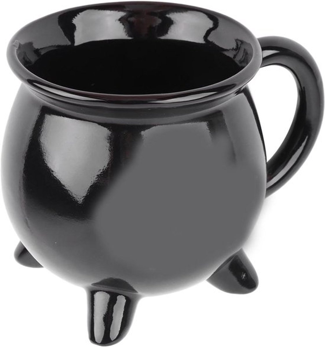 Keramiek Heksenmok Halloween Ketel Zwart 300ml Heksenkop Deksel Halloweenfeestje