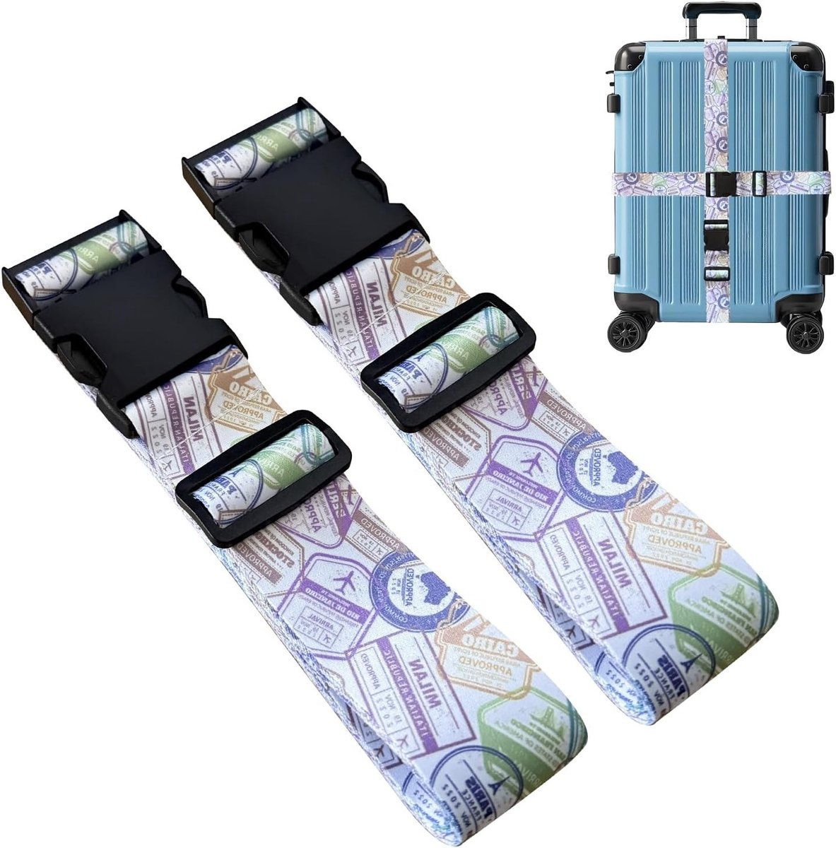2-Pack Gepersonaliseerde Kofferbanden, Verstelbare Bagagestraps voor Makkelijk Herkennen, Ideale Reisaccessoires voor Koffers en Tassen