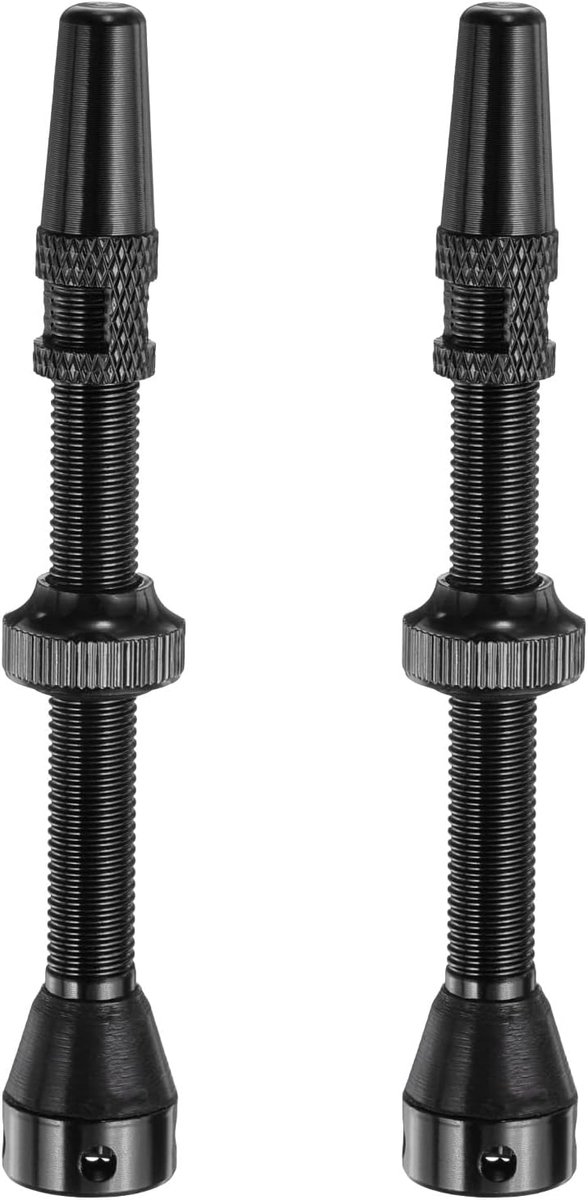 SnelShoppen - 2x 60mm Aluminium Tubeless Ventielen voor Fietsen - Lichtgewicht, Duurzaam, Lekvrij, Zwart - Perfect voor Tubeless Banden