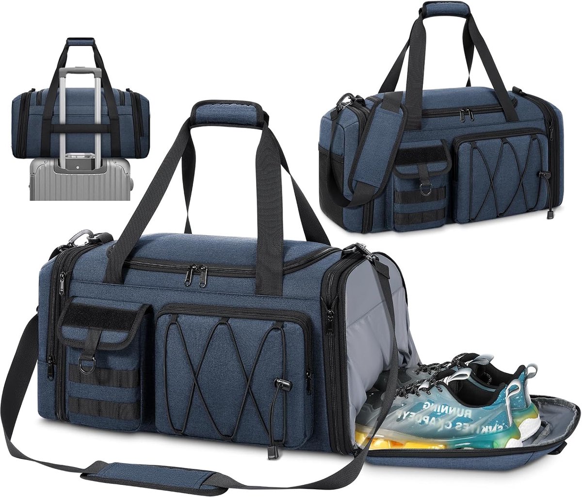 SnelShoppen - RAINSMORE Sporttas voor heren, 40 liter, waterdichte sporttas met schoenenvak, nat vak, uitbreidbare reistas, trainingstas voor dames, g