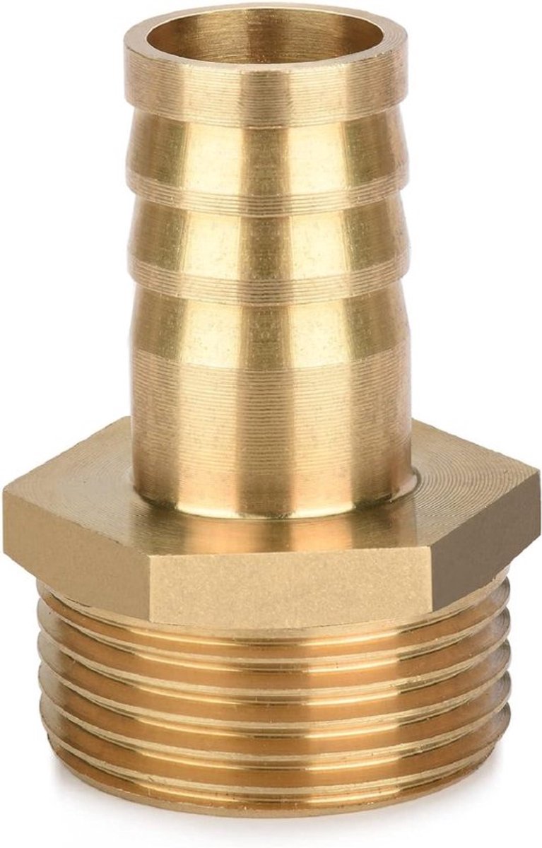 Messing slangaansluiting 1 inch naar 3/4 inch adapter met tuit - Voor waterleidingen - Robuust ontwerp