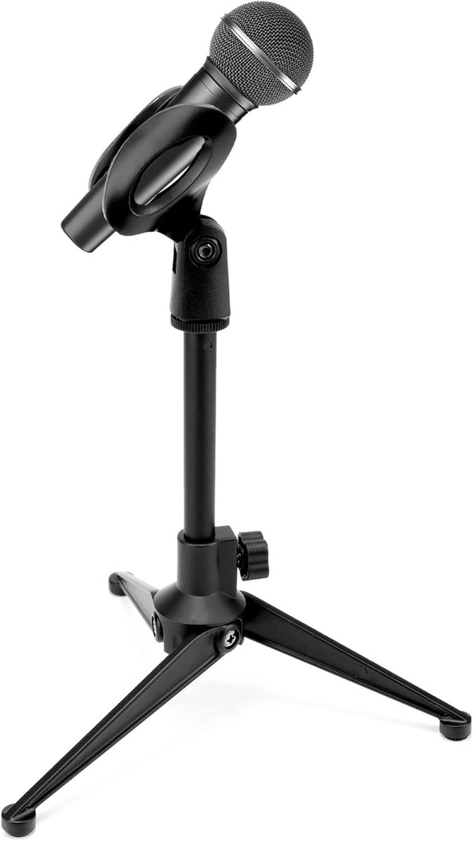 SnelShoppen - QWORK Microfoonstandaard - Verstelbare Microfoon Stand 18-25cm - Vouwbaar Desk Microfoonstatief - Stabiele Tripod van Hoogwaardige Metaa