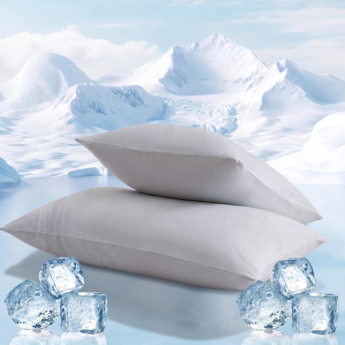 SnelShoppen - Cooling Fitted Sheet 180x200cm met Kussensloop 45.5x71cm, Luxe Ice Silk Bedset van Nylon en Spandex, Ultra-Zacht, Ademend & Anti-Zweet,