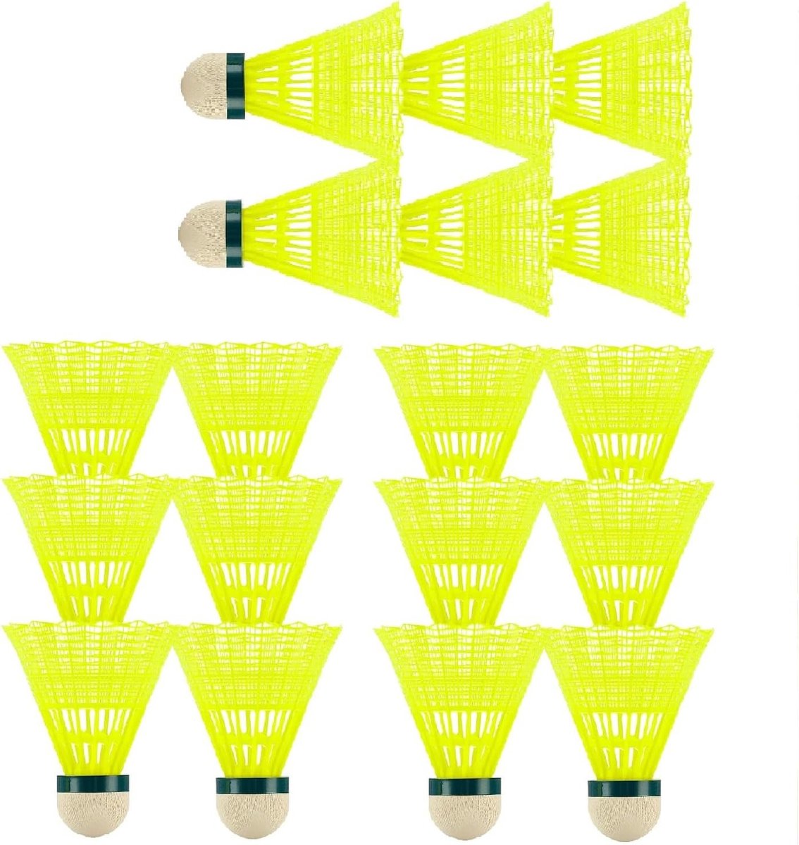 Federbalset 18 stuks - Nylon badmintonballen voor sporttraining, hoge stabiliteit, speedbadminton voor binnen en buiten, ideaal voor beginners en recreatief gebruik