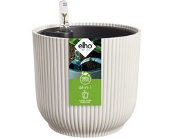 Elho All-in-1 Vibes Rond 25 + Swi 24 - Bloempot met Watermeter - 100% Gerecycled Plastic - Ø 25 cm - Linen white