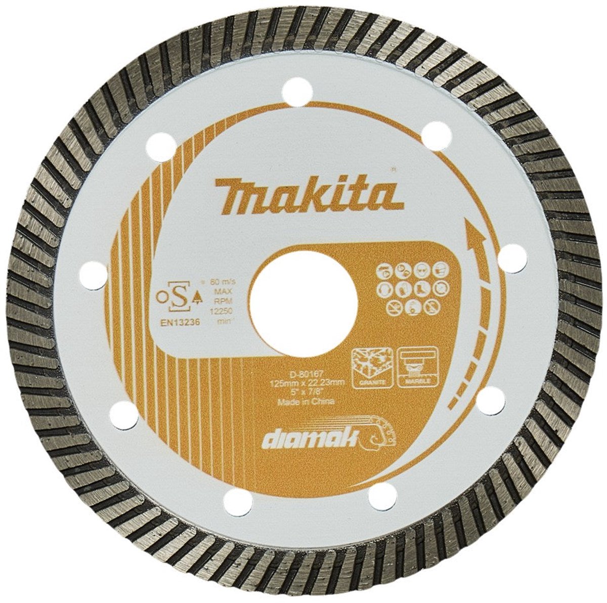 Makita D-80167 Diamantschijf | 125 x 22,23 x 2,2 mm | + reduceerring 20 mm