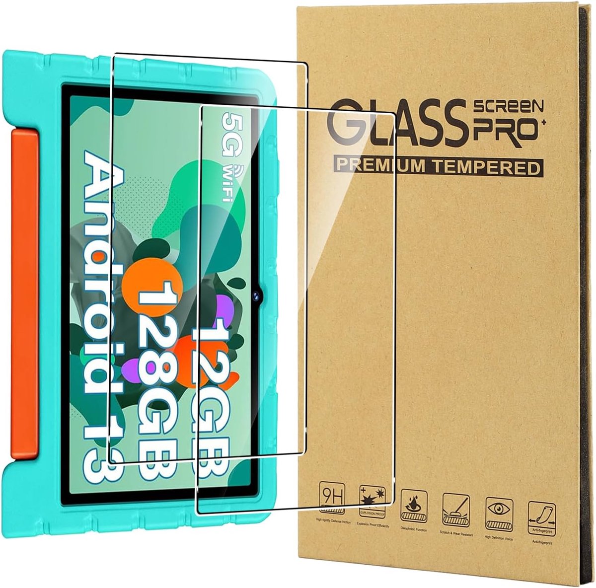 SnelShoppen - Kindvriendelijke Screen Protector 10 Inch, 2 Stuks, 9H Hardheid, Krasbestendig, Tempered Glass, HD Helder, Anti-Vingerafdruk, Eenvoudige