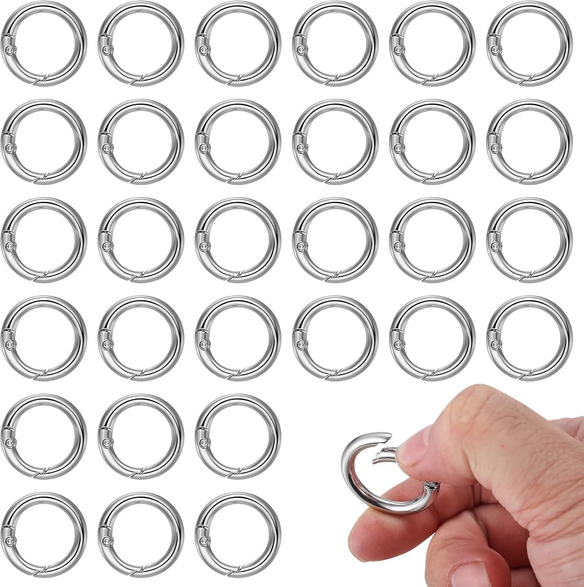 SnelShoppen - 30PCS Ronde Carabiner Haakjes, 26mm Sleutelhangers, Ronde O-Ringen, Kleine Sleutelhangers, Voor Knutselen, Tasaccessoires, DIY Sleutelha