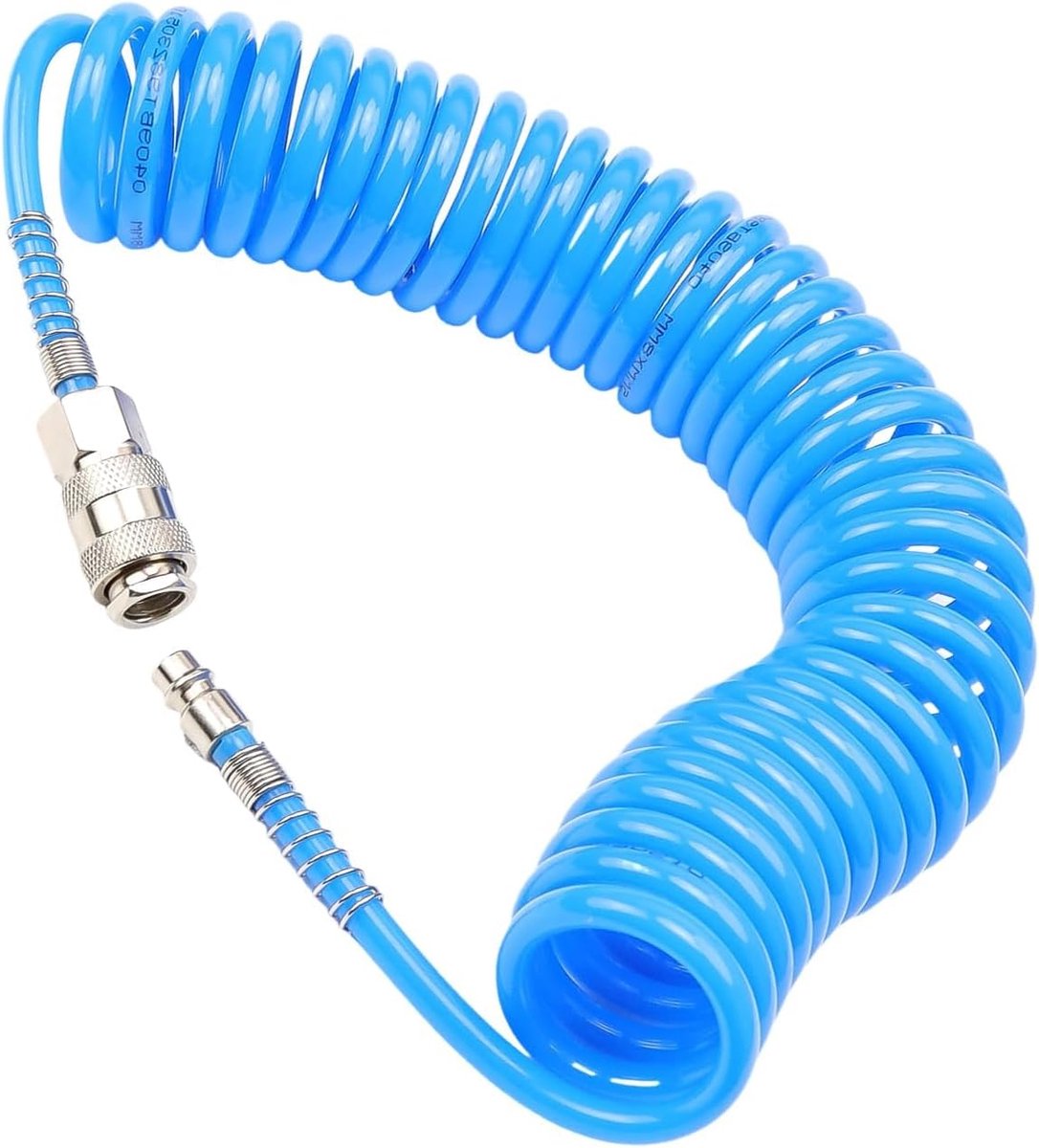SnelShoppen - Flexibele Luchtcompressor max 10 Bar met 6m Pneumatische Slang, Spiraalslang, 5×8mm Slangdiameter, 1/4 inch Aansluiting, Blauw voor Gast