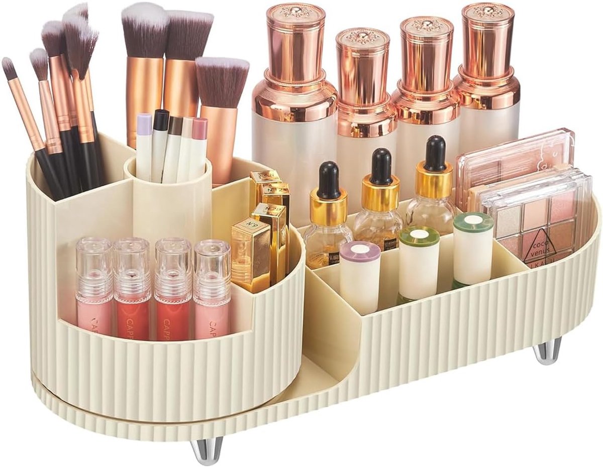 SnelShoppen - 360° Rotating Makeup Organiser - Multifunctionele Make-up Cosmetica Organizer - Duurzaam ABS en PET - Ideaal voor Make-up Tafel - Ruimte