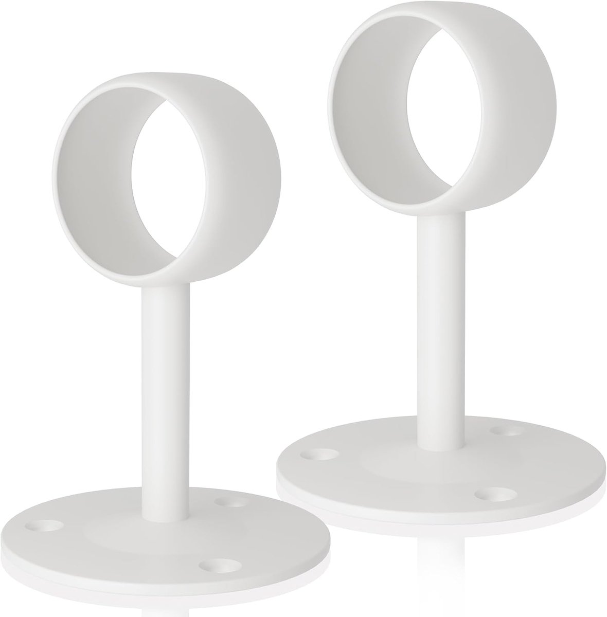 SnelShoppen - Curtain Rod Holder 38mm, RVS Gordijnroede Beugels, Wit, 2 Stuks, Stevige Ondersteuning Tot 30kg, Voor Gordijnen en Kasten