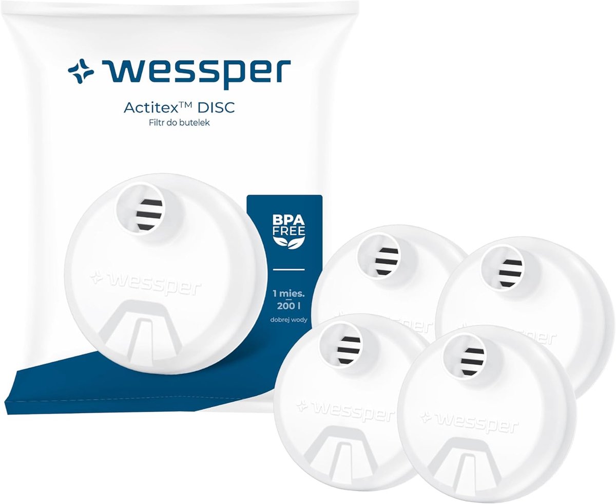 SnelShoppen - Waterfilter voor Waterfles, Actieve Koolstof Cartridge voor 0.5L, 0.7L, 1L, 1.2L Flessen - 4 Stuks voor Schoon Drinkwater, Ideaal voor T
