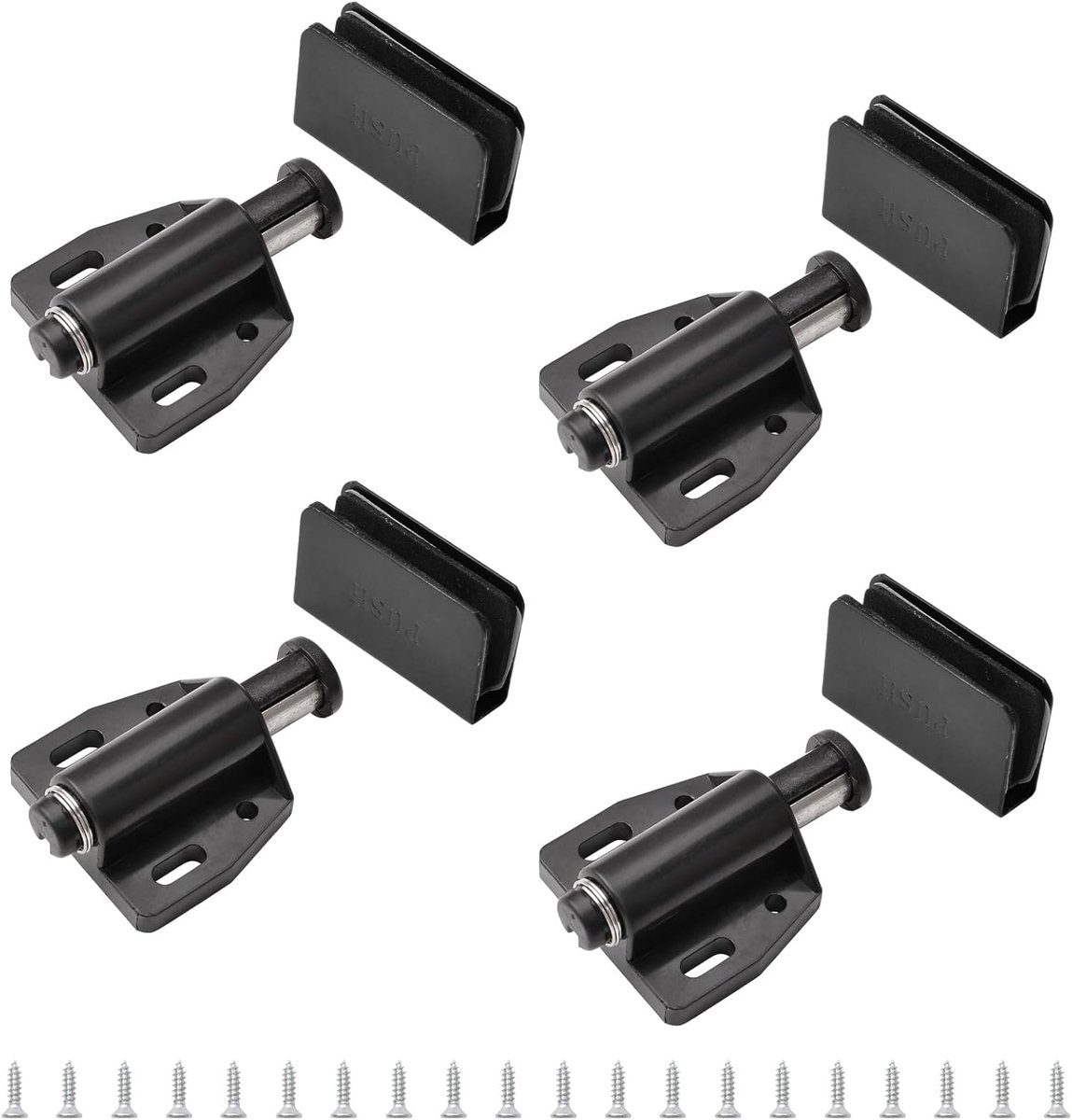 SnelShoppen - Glass Door Magnetic Retainers - 4 Set Push Open Magnetic Locks voor Glasdeuren 3-6mm - Verstelbare Klem - Zwart