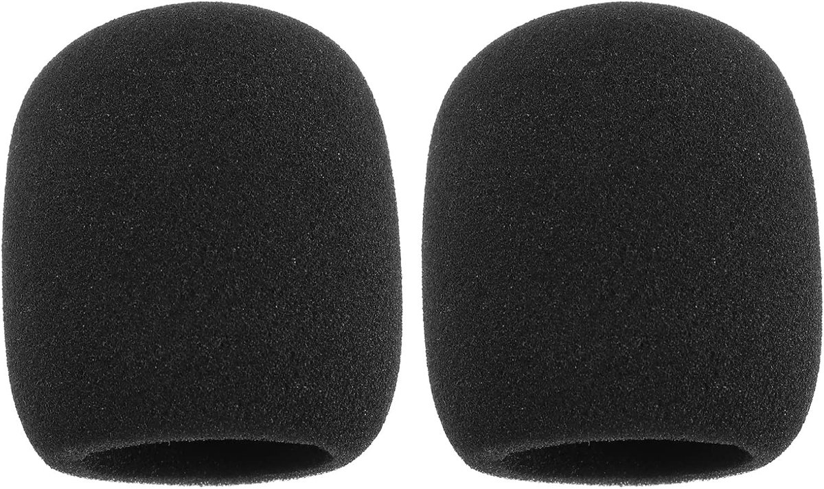 SnelShoppen - 2x Popfilter Vervangingen voor Microfoon, Hoogwaardige Schuimcover, Compatibel met Ball Type Microfoons, 7.5x6.5cm, Zwart, Ideaal voor O