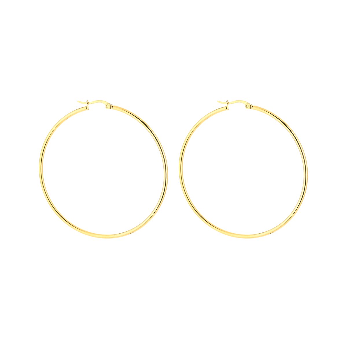 Stainless Steel Klassieke XL Basic Hoops (60mm) – Grote & Elegante Oorringen – RVS - Gold