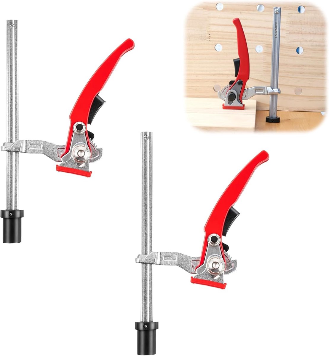 SnelShoppen - Set van 2 Schroefklemmen 20 mm voor Multifunctionele Tafels, Snelle Ontgrendelingsklemmen voor Schuren, Snijden, Duurzaam Staal