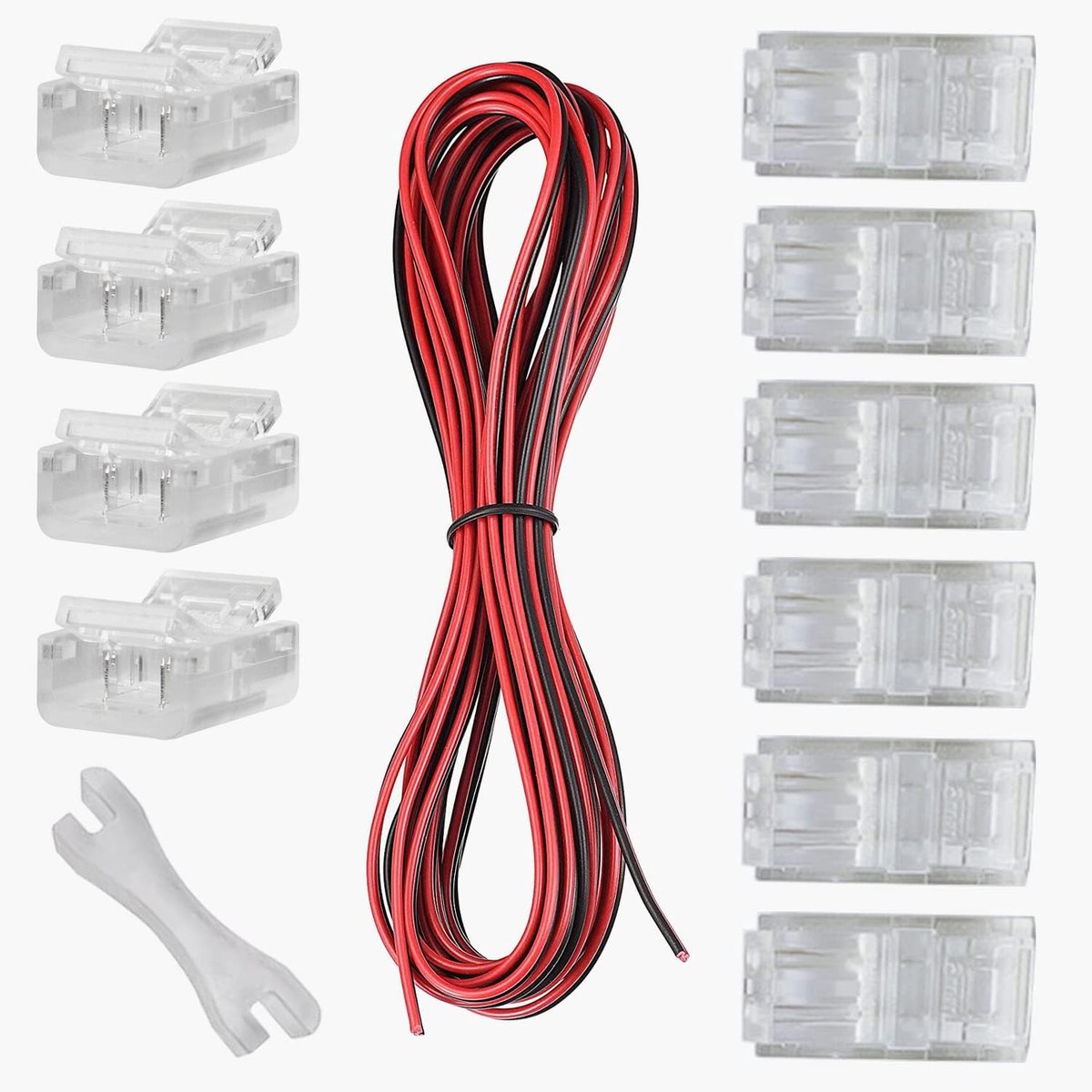 SnelShoppen - LED Strip Connectors Kit 2-Pin voor 8mm SMD 3528/2835 Monochrome LED Strips met 5m Extension Kabel voor Makkelijke Aansluiting