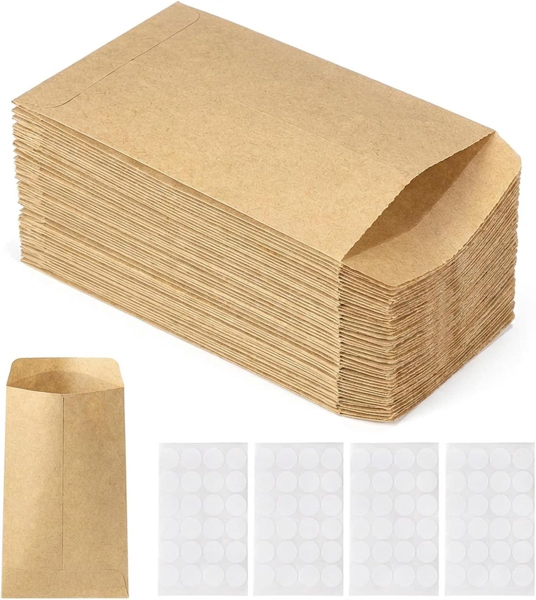 SnelShoppen - 100 Stuks Kleine Bruine Kraft Papieren Tassen 9x13cm - Mini Zakjes voor Gastgeschenken, Snoepjes, Kerstkaarten, Munten en Meer
