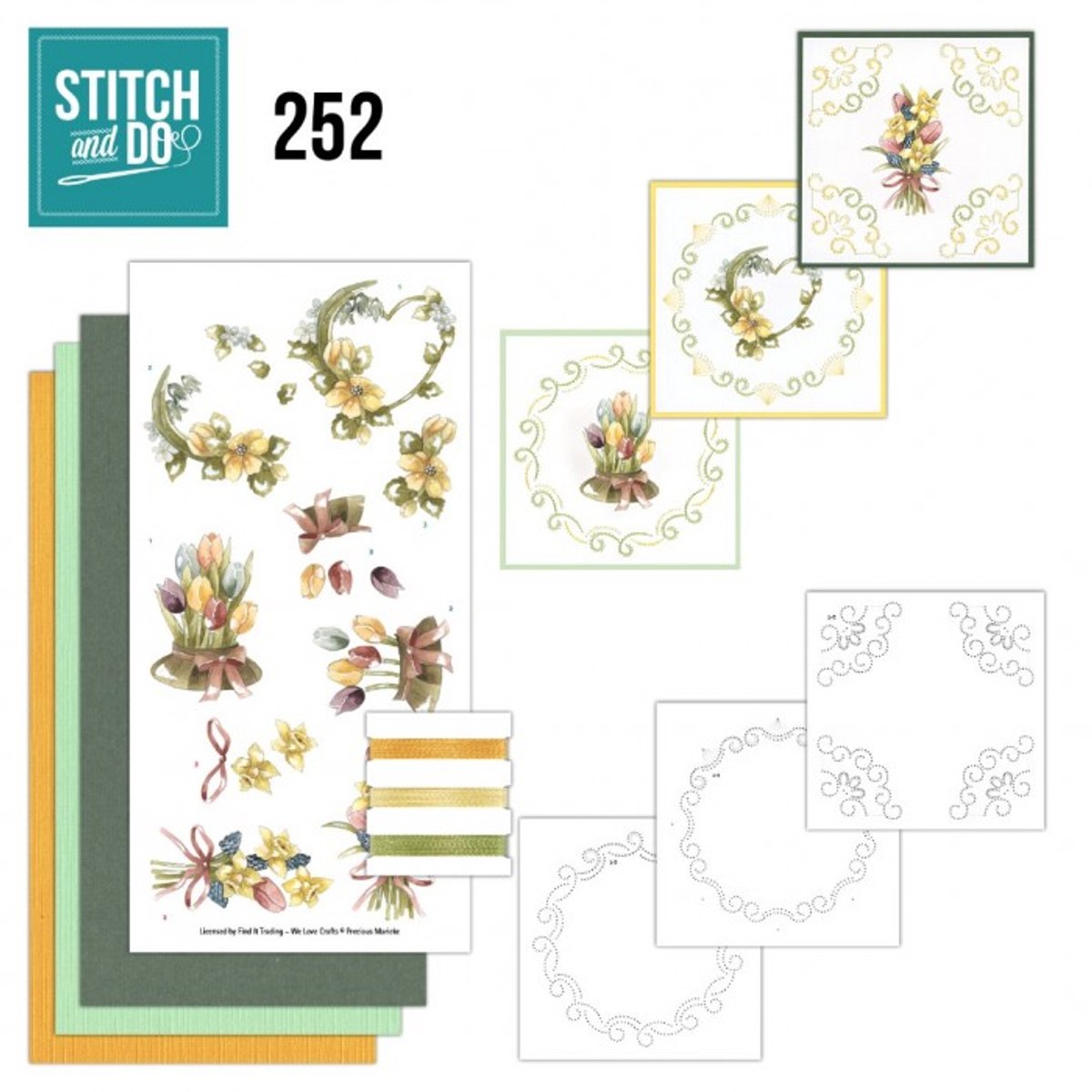 Stitch and Do 252 - Precious Marieke - Yellow Flowers - Stitch and Do borduursets met borduurgaren - Gratis verzonden - STDO252