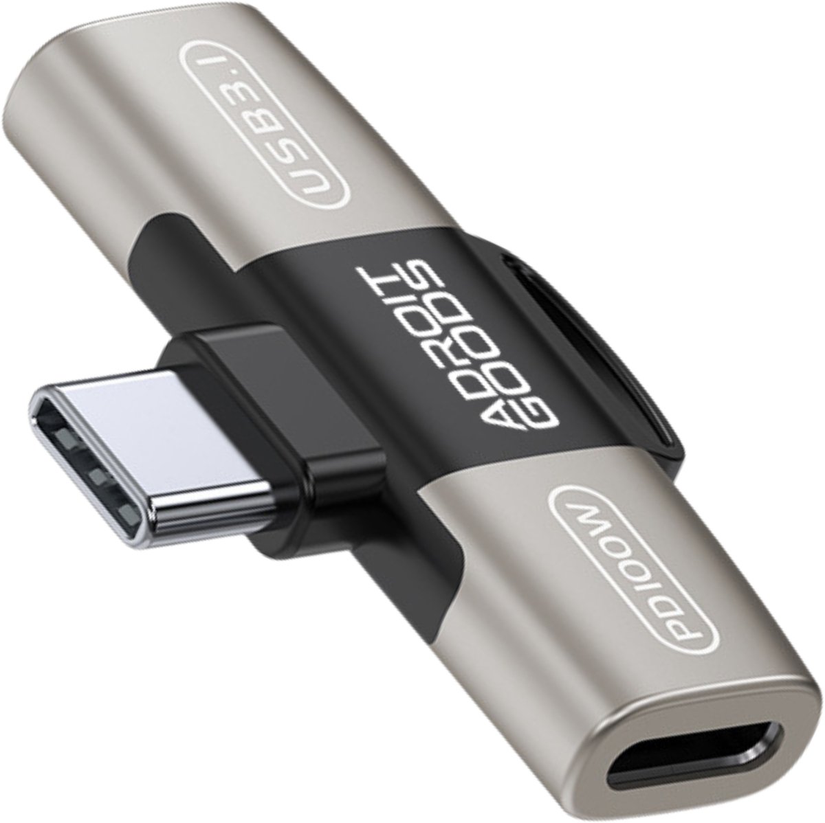 AdroitGoods USB-C splitter met 100W PD snelladen en audio - USB 3.1 adapter 2-in-1 Type-C hub data overdracht aux ondersteuning voor smartphone tablet - Licht goud