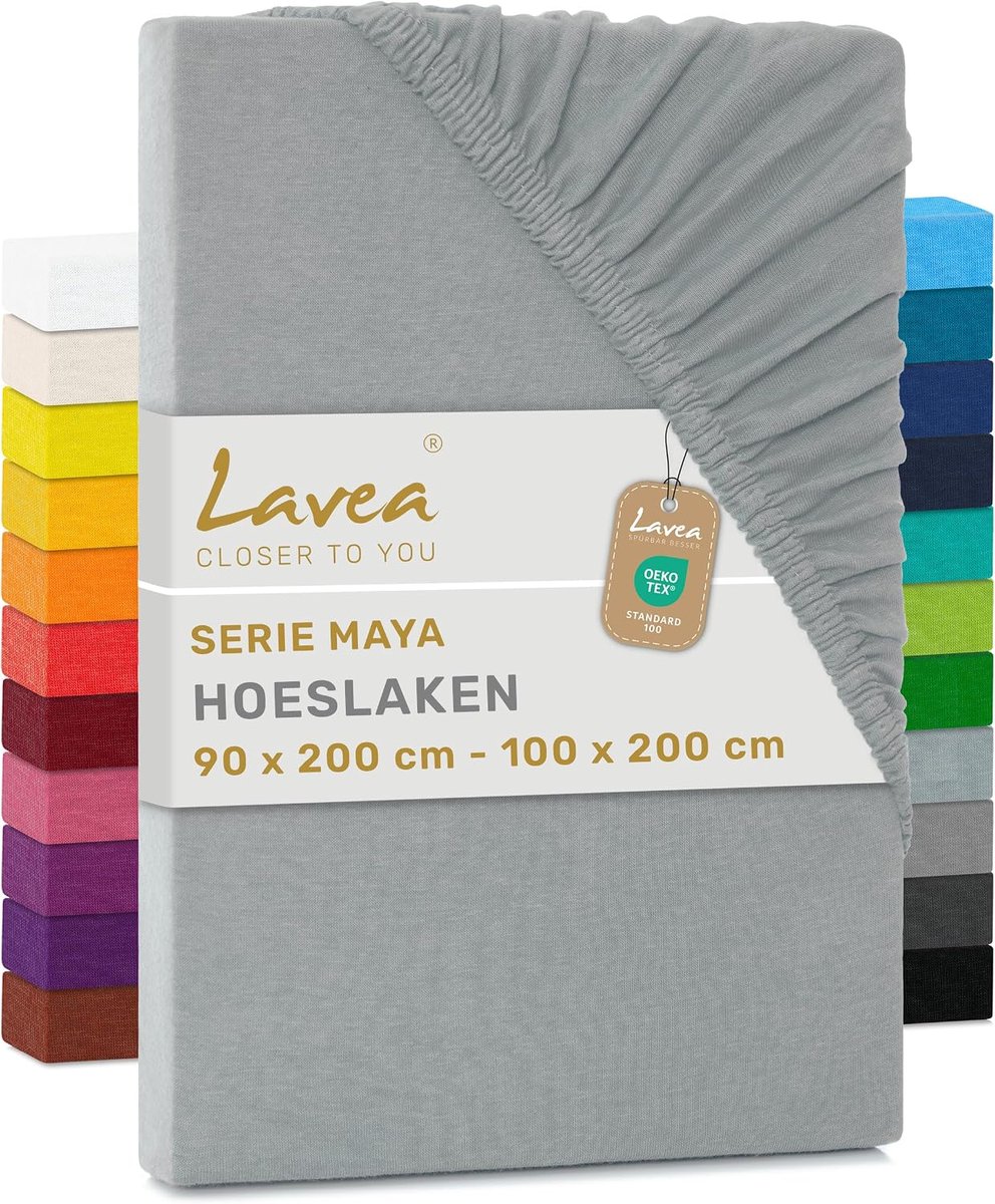 SnelShoppen - Fitted Sheet 90x200 cm - 100% Katoen, Zacht en Ademend - Geschikt voor Matrassen tot 20 cm - Jersey met Elastiek - Zilver