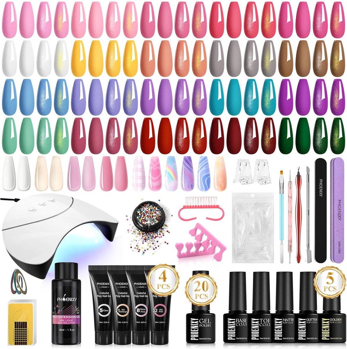 SnelShoppen - UV Nagellack Set - PHOENIXY SG9035 - 12 Kleuren Gel Nagellak - UV/LED Uitharding - Langdurig & Glanzend - Voor Feesten, Bruiloften & Dag