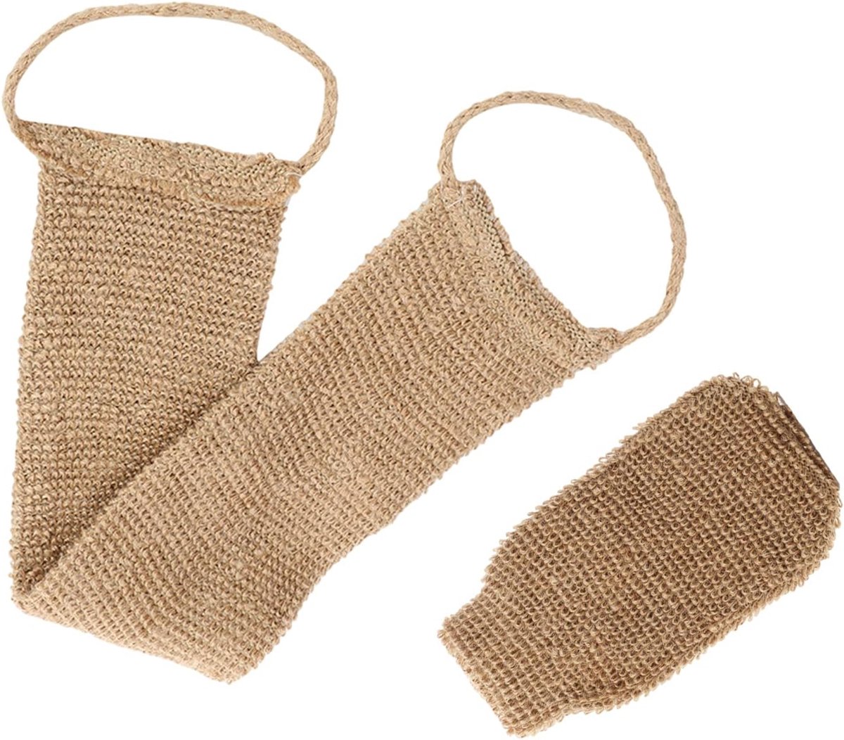 SnelShoppen - Back Washer Scrubber met Mitts - Natuurlijke Hennep Peeling Body Scrubber voor Diepe Reiniging - Exfoliërend voor Huidverzorging - Gesch