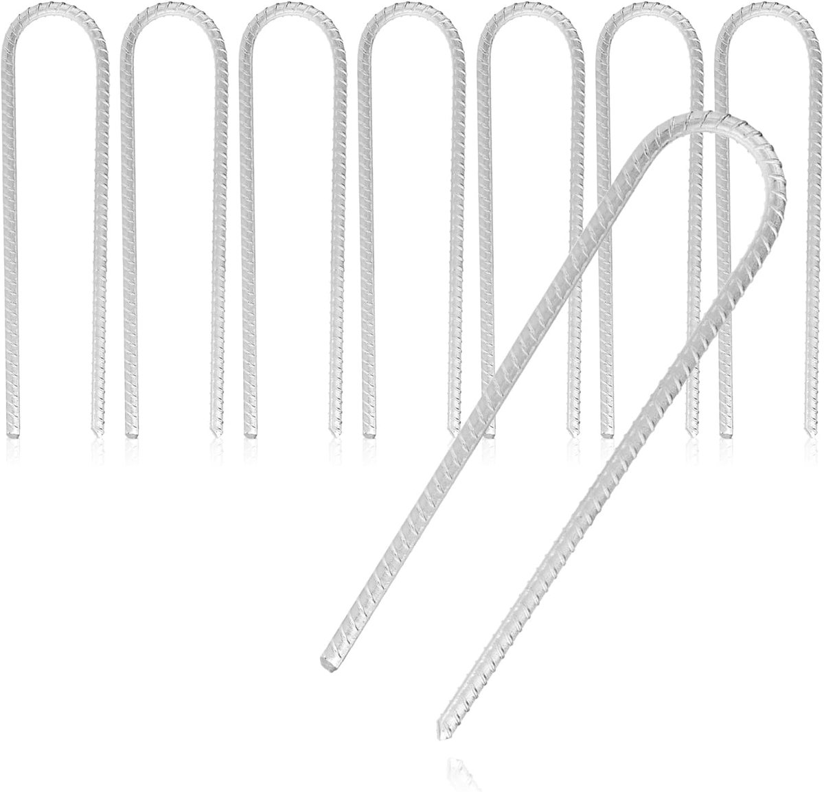 SnelShoppen - 8 x XL Grondankers van Massief Staal, U-vorm 30 cm, Ø 1 cm, Gegalvaniseerde Grondankers voor Tenten, Partytenten, Trampolines, Rustproof