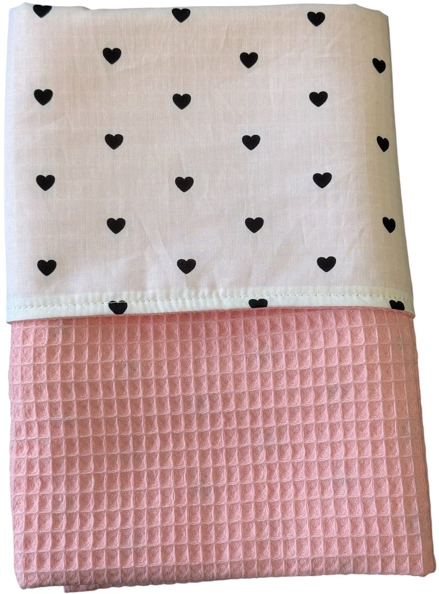 Baby deken kinderwagen deken wieg deken roze hartjes 60 x 90 cm