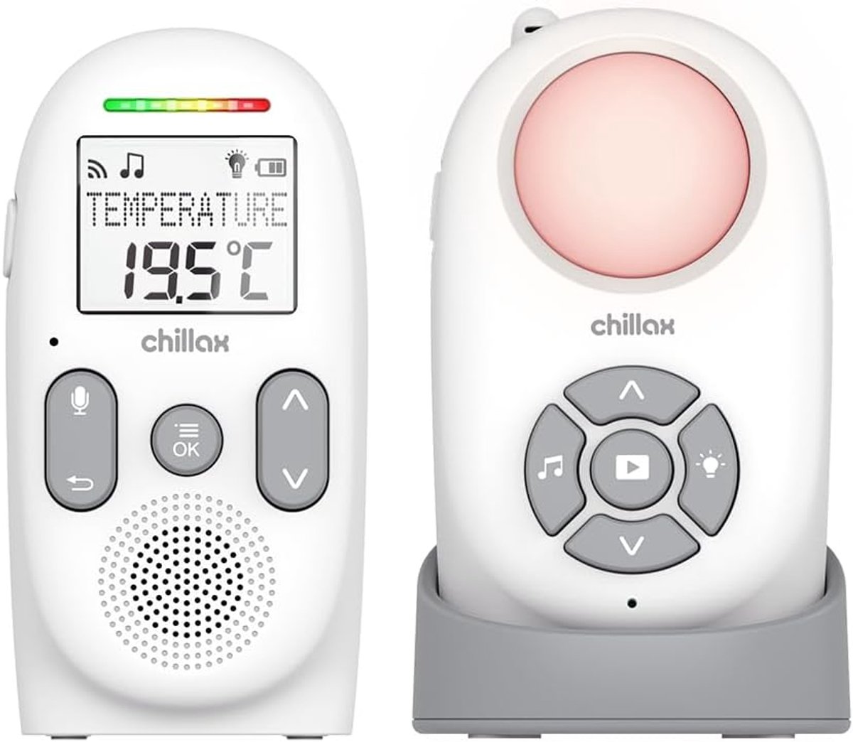 SnelShoppen - Draagbare Audio Babyfoon CB360 - DECT Technologie - 2 Draadloze Units - VOX & Eco Modus - Temperatuursensor met Alarm - Bereik 340m - Na