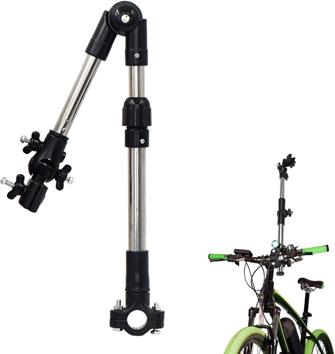 Thijox - Verstelbare Parapluhouder voor Kinderwagen en Fietsparasolhouder - Roestvrij Staa