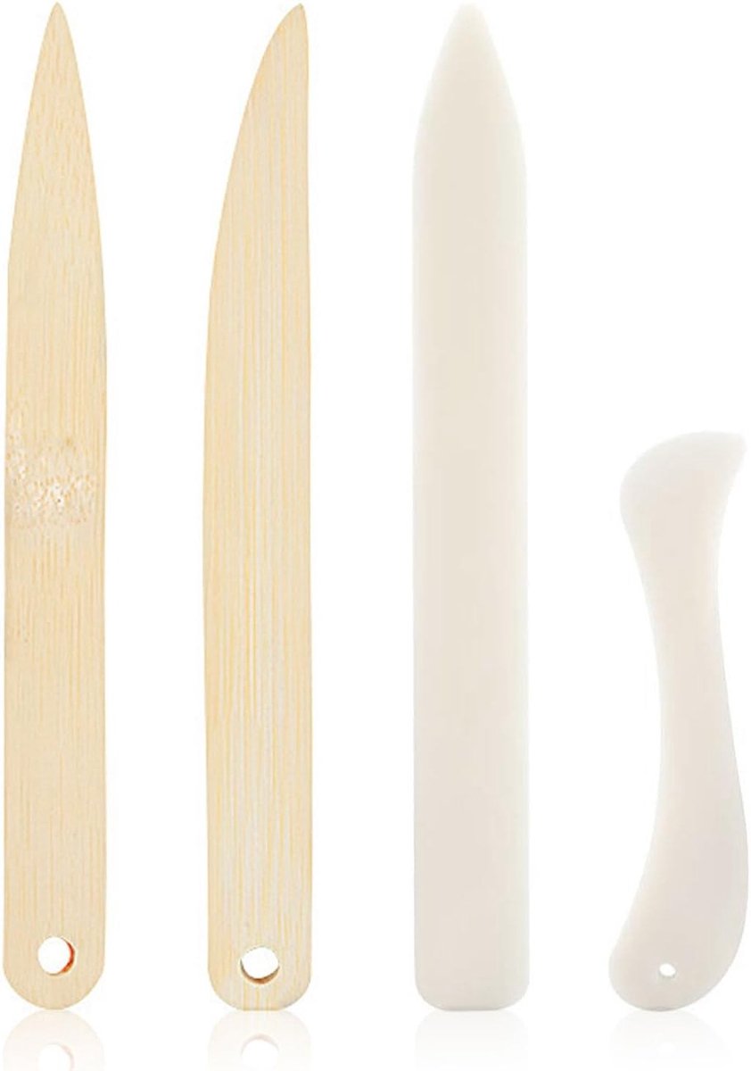 4 Stuks Houten Falzbrett Set voor Precisie Vouwen, Snijden en Binden van Papier en Tassen