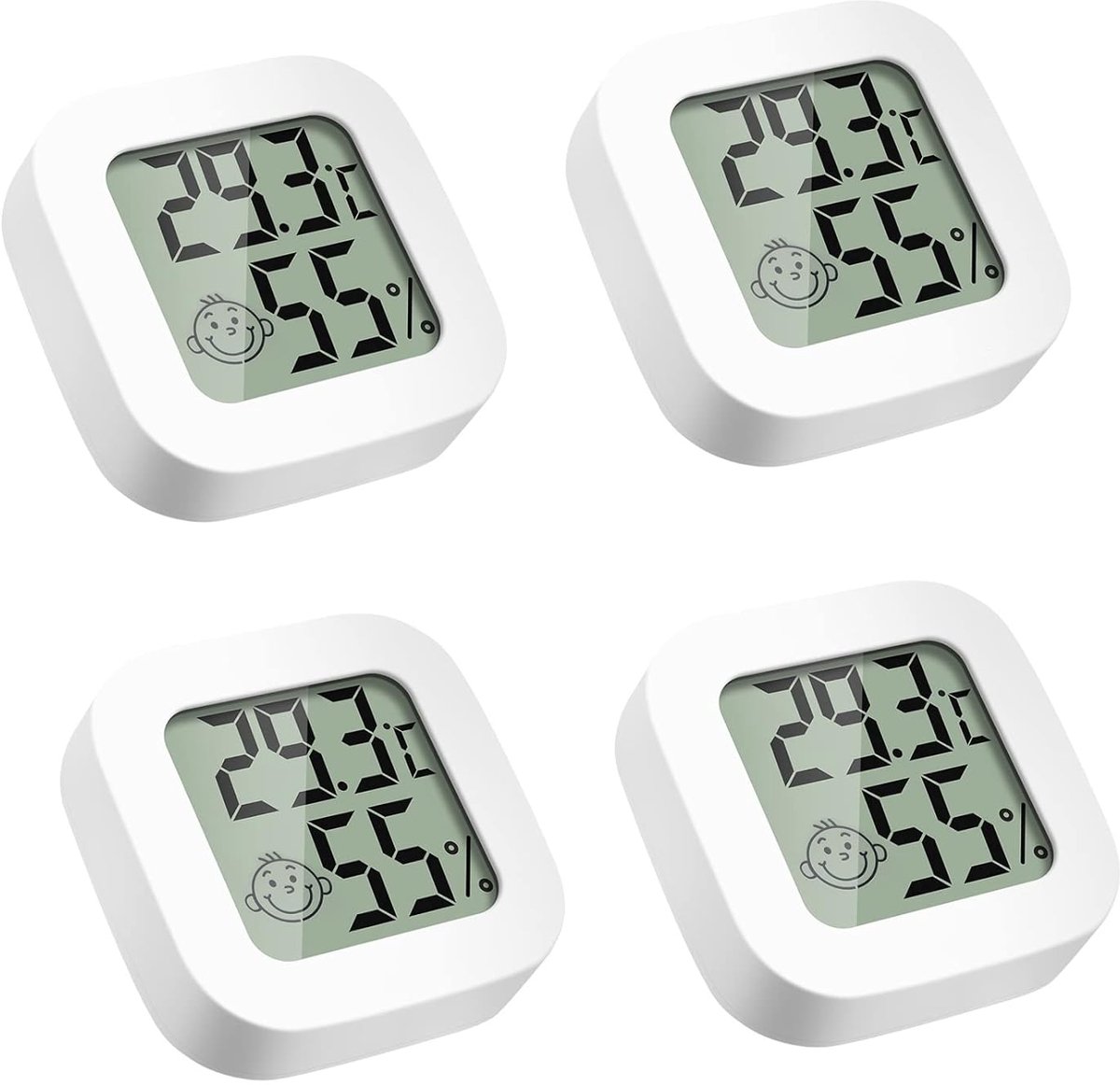 Thijox - Digitale Thermometer Hygrometer Set van 4, Mini Kamerthermometer voor Binnen, Temperatuur en Luchtvochtigheidsmeter met Schakelaar, Geschikt