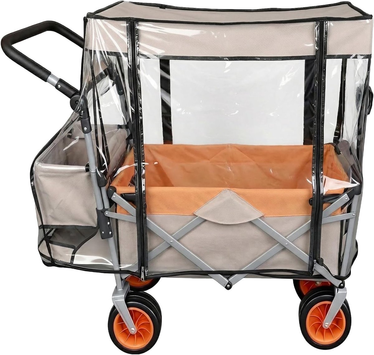 Universele Regenhoes voor Handkar - Transparante PEVA Bescherming voor Kinderwagens en Handkarren - 112 x 52 x 74 cm met Rits