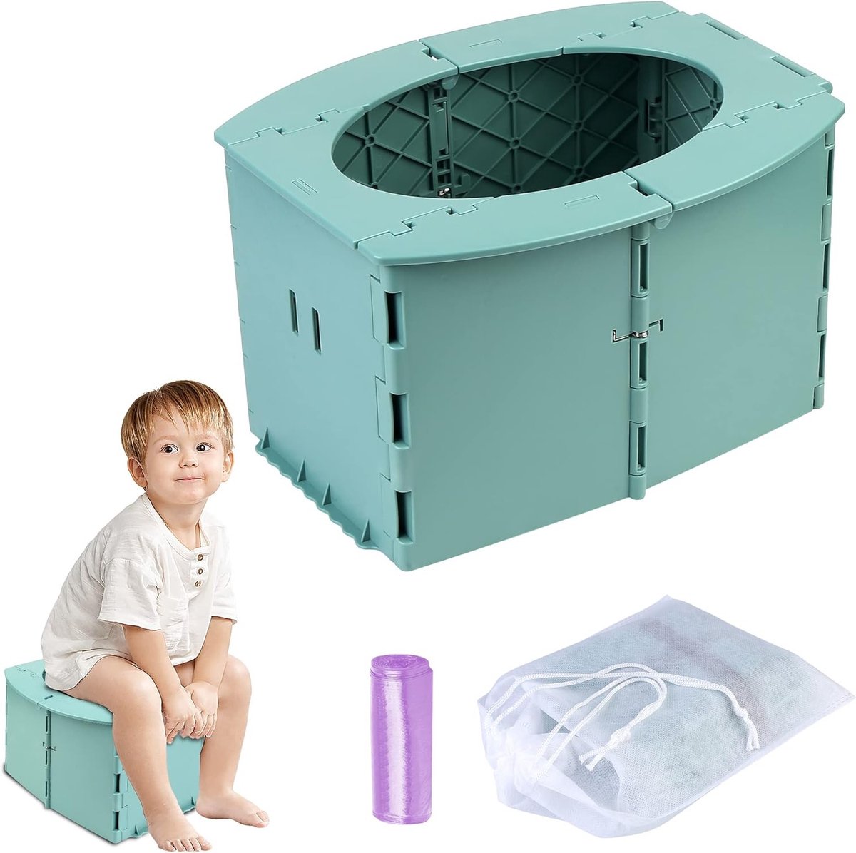 Vouwbare Toiletbril voor Kinderen, Ideaal voor Camping en Reizen, Compact en Lichtgewicht met Opbergvakken